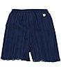 Color:Navy - Image 1 - Big Girls 7-16 Chiffon Pleated Lace Trim Shorts