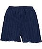 Color:Navy - Image 2 - Big Girls 7-16 Chiffon Pleated Lace Trim Shorts