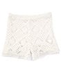 Color:White - Image 1 - Big Girls 7-16 Lace Printed Shorts