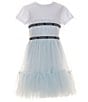 Color:White - Image 1 - Big Girls 7-16 Mixed Fabric Dress