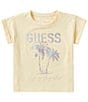 Color:Medium Yellow - Image 1 - Big Girls 7-16 Short Sleeve Graphic Palm Tree T-Shirt