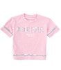 Color:Light Pink - Image 1 - Big Girls 7-16 Short Sleeve Sequin-Embellished Embroidered Logo T-Shirt