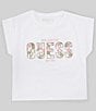 Color:White - Image 1 - Big Girls 7-16 Short Sleeve Tropical Guess T-Shirt