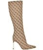 Guess Candeley Logo Print Tall Heel Boots - Image 2