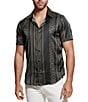 Color:Bellview Mosaic Stripe Tan - Image 1 - Charm Mosaic Stripe Short Sleeve Woven Shirt