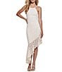 Guess Claudia Eyelet Embroidered Floral Overlay Asymmetric Hem Dress - Image 3