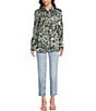 Guess Clouis Long Sleeve Leopard Print Crinkled Chiffon Shirt, Color:Silver - Image 3
