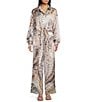 Guess Coordinating Satin Animal Print Long Sleeve Button Front Shirt - Image 3