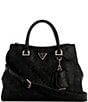 Guess Cresidia Society Logo Embossed Satchel Bag, Color:Black - Image 1