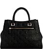 Guess Cresidia Society Logo Embossed Satchel Bag, Color:Black - Image 2