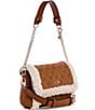 Guess Davika Flap Shearling Faux Suede Shoulder Bag, Color:Cognac - Image 4