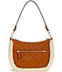 Guess Davika Hobo Shearling Faux Suede Shoulder Bag, Color:Cognac - Image 2