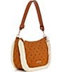 Guess Davika Hobo Shearling Faux Suede Shoulder Bag, Color:Cognac - Image 4