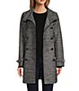 Color:Black/White - Image 1 - Double Breasted Tweed Belted Trench Coat
