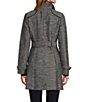 Color:Black/White - Image 2 - Double Breasted Tweed Belted Trench Coat