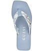 Color:Medium Blue - Image 4 - Edany Logo Print Platform Wedge Thong Sandals