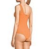Color:Orange - Image 3 - Elena One Shoulder Rib Knit Bodysuit