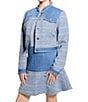 Guess Elsie Tweed Mix Cropped Coordinating Denim Jacket, Color:Blue Indigo Tweed Combo - Image 3
