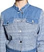 Guess Elsie Tweed Mix Cropped Coordinating Denim Jacket, Color:Blue Indigo Tweed Combo - Image 4