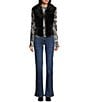 Guess Emma Faux Fur Coated Vest, Color:Black - Image 3