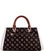 Guess Evelune Girlfriend Small Peony Logo Satchel Bag, Color:Mocha Logo Multi - Image 2