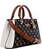 Guess Evelune Girlfriend Small Peony Logo Satchel Bag, Color:Mocha Logo Multi - Image 4