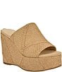Guess Evenz Raffia Platform Wedge Slides, Light Natural - Image 1