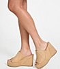 Guess Evenz Raffia Platform Wedge Slides, Light Natural - Image 6