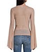 Color:Summer Clay - Image 2 - Fiamma Embellished Rhinestone Butterfly Long Flared Sleeve Mesh Top