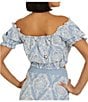 Color:Airway Blue Multi - Image 3 - Frida Off-The-Shoulder Short Sleeve Printed Crop Top