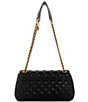 Color:Black - Image 2 - Giully Quilted Convertible Flap Crossbody Bag