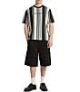 Guess Go Vertical Stripe Short Sleeve T-Shirt, Color:Washed Out Black Stripes - Image 3