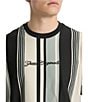 Guess Go Vertical Stripe Short Sleeve T-Shirt, Color:Washed Out Black Stripes - Image 4