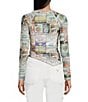 Guess Graphic Pattern Mesh Raglan Sleeve Top, Color:Red - Image 2