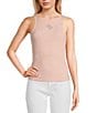 Guess Guendalina Sleeveless Round Neck Rib-Knit Top, Color:Pink Pearl - Image 1