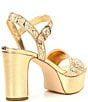 Color:Gold - Image 2 - Haldem Metallic Raffia Platform Sandals