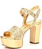 Color:Gold - Image 4 - Haldem Metallic Raffia Platform Sandals