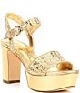 Color:Gold - Image 1 - Haldem Metallic Raffia Platform Sandals