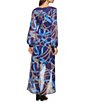 Color:Ink Multi - Image 2 - Ink Multi Chain Print Surplice V-Neck Long Sleeve High-Low Faux Wrap Dress