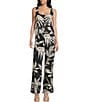 Guess Jemma Tropical Printed Wide Leg Linen Blend Coordinating Pants, Color:Black - Image 3