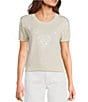 Guess Juniper Short Sleeve Sequin Embellished Crepe Sweater, Color:Vanilla Blush - Image 1