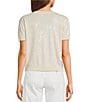 Guess Juniper Short Sleeve Sequin Embellished Crepe Sweater, Color:Vanilla Blush - Image 2