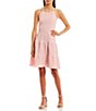 Color:Medium Pink - Image 1 - Layla Coastal Seersucker Tiered Halter Dress