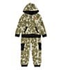 Color:Green - Image 1 - Little Boys 2T-7 Long Sleeve Camouflage Printed Hoodie & Matching Jogger Pants Set