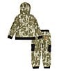 Color:Green - Image 3 - Little Boys 2T-7 Long Sleeve Camouflage Printed Hoodie & Matching Jogger Pants Set