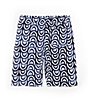 Color:Navy - Image 2 - Little Boys 2T-7 Printed Pull-On French Terry Shorts