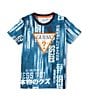 Color:Blue - Image 1 - Little Boys 2T-7 Short Sleeve Geometric Energy Print T-Shirt