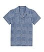 Color:Medium Blue - Image 1 - Little Boys 2T-7 Short Sleeve Indigo Dobby Woven Shirt
