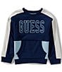 Guess Little Boys Long Sleeve Colorblock Pullover, Color:FB88-Light Blue - Image 1