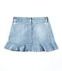 Color:Blue - Image 2 - Little Girls 2T-6X Embroidered Flare Denim Skirt